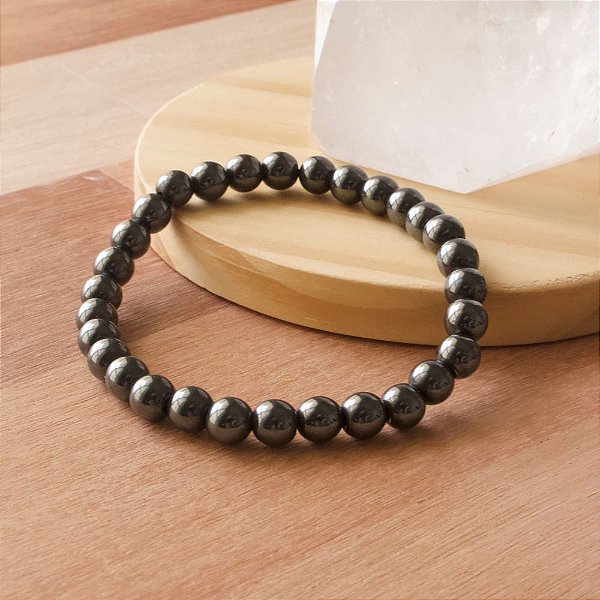 Pulseira de Pedra Natural Hematita 6mm