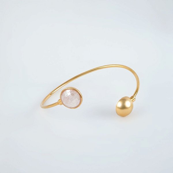 Bracelete com Pedra Natural Quartzo Rosa