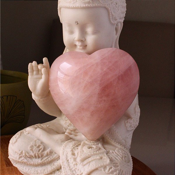 Coração de Pedra Natural Quartzo Rosa Tamanho Grande