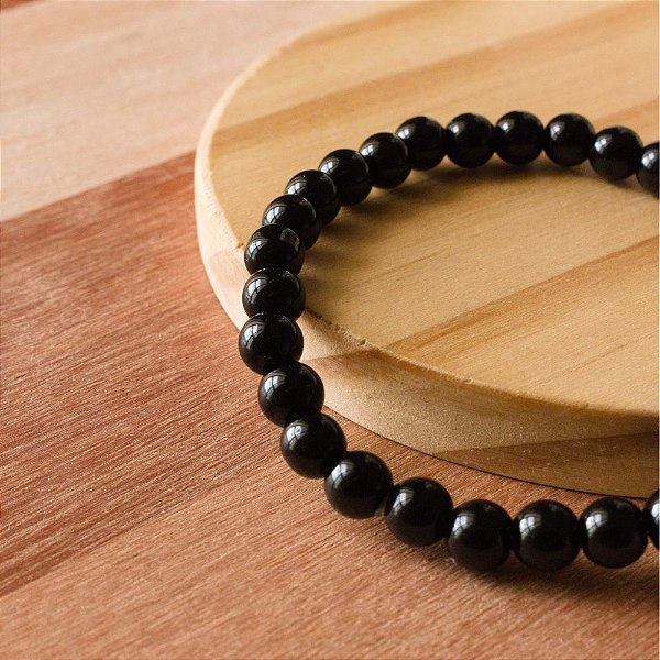 Pulseira de Pedra Natural Ônix 6mm