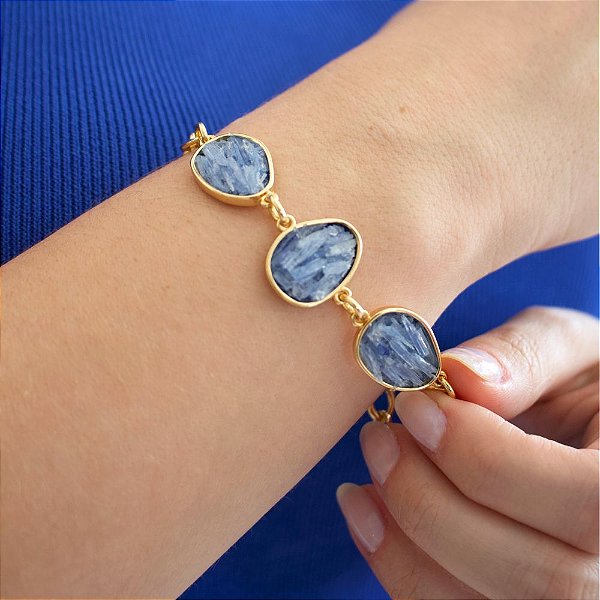 Pulseira Vivaz com Pedra Natural Cianita Azul