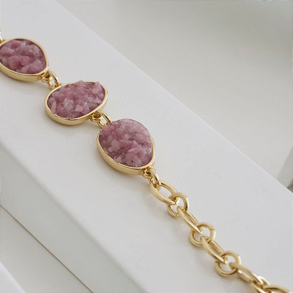 Pulseira Vivaz com Pedra Natural Rodonita