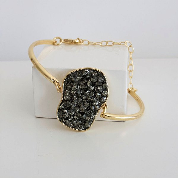 Pulseira Orgânica com Pedra Natural Pirita