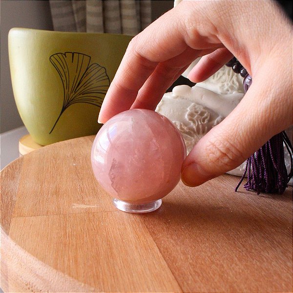 Esfera de Pedra Natural Quartzo Rosa