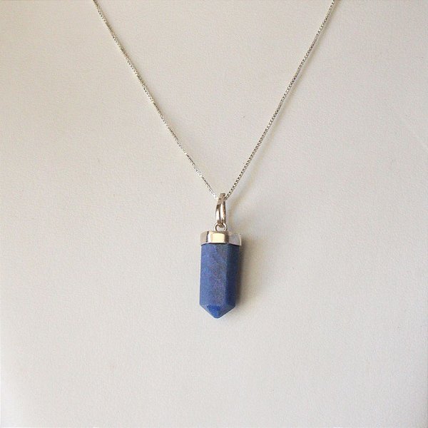 Colar com Pedra Natural Quartzo Azul em Prata 925