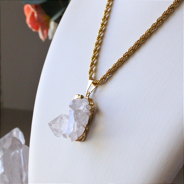 Colar com Pedra Natural Drusa de Cristal