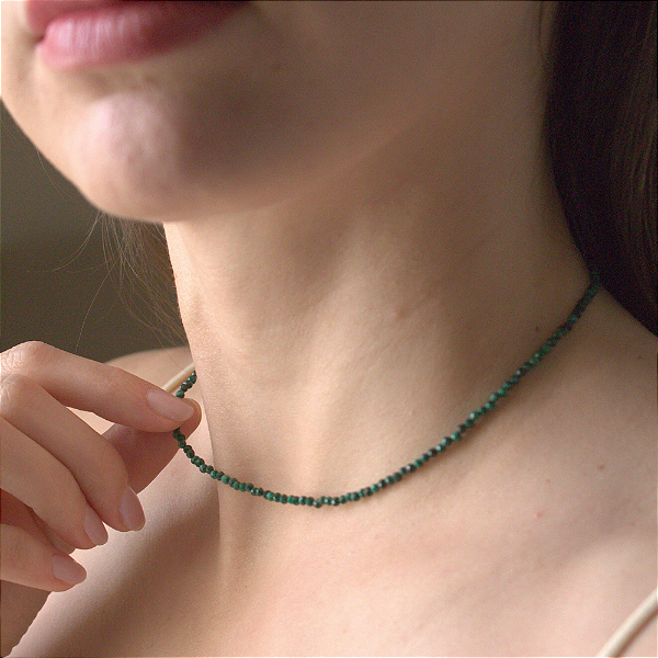 Choker de Pedra Natural Malaquita