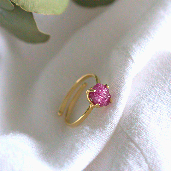 Anel Pedra Natural Bruta Rubi