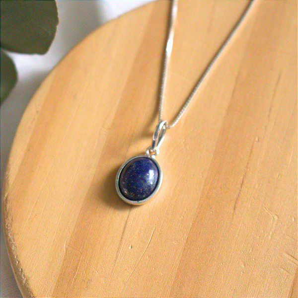 Colar com Pedra Natural Lápis Lazuli Prata 925