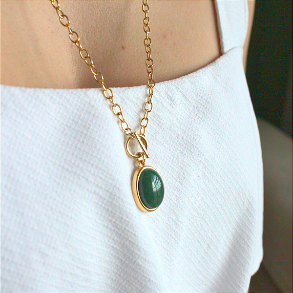 Colar com fecho frontal Quartzo Verde