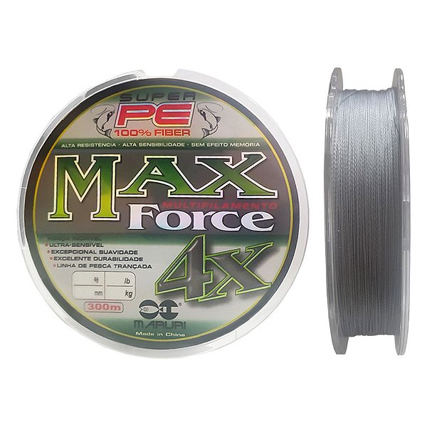 Linha Multifilamento Max Force 4X Cinza 0,20mm 300m - Maruri