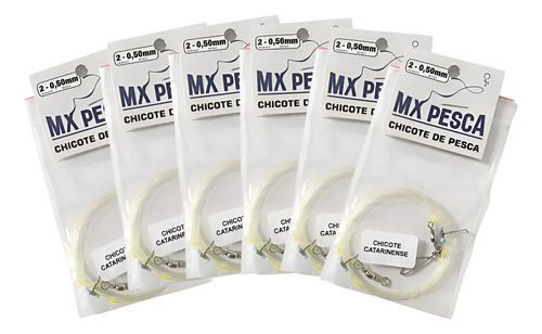 6 Chicotes Pesca Catarinense Praia Pronto Miçanga Rotor Engate Rápido - MX Pesca