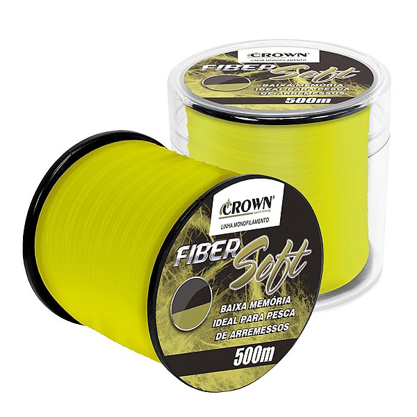 Linha Monofilamento Fiber Soft 500m Amarela - Crown