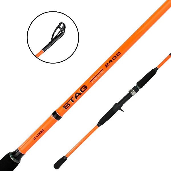 Vara Carretilha Stag 2,10m e 2,40m 50lb 2 Partes D'Lumin Laranja e Preto