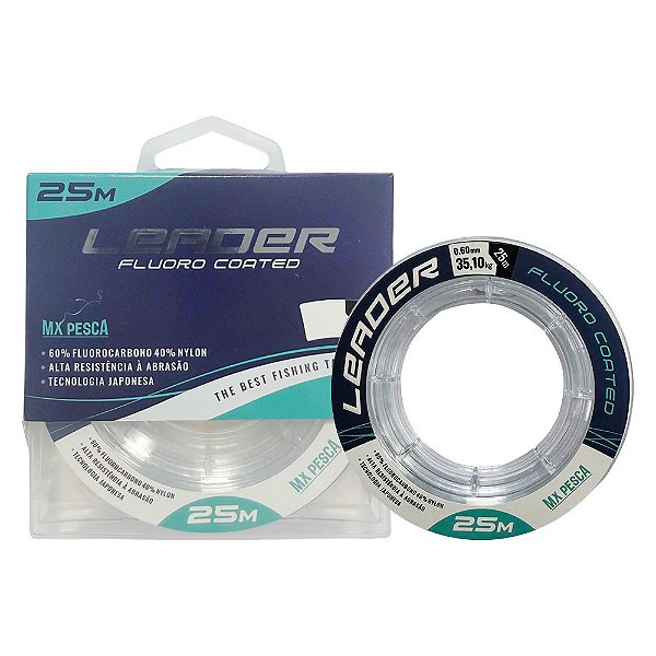 Linha Leader Mx Pesca. Monofilamento Mx Coated 60% Fluorocarbon 25m Branca