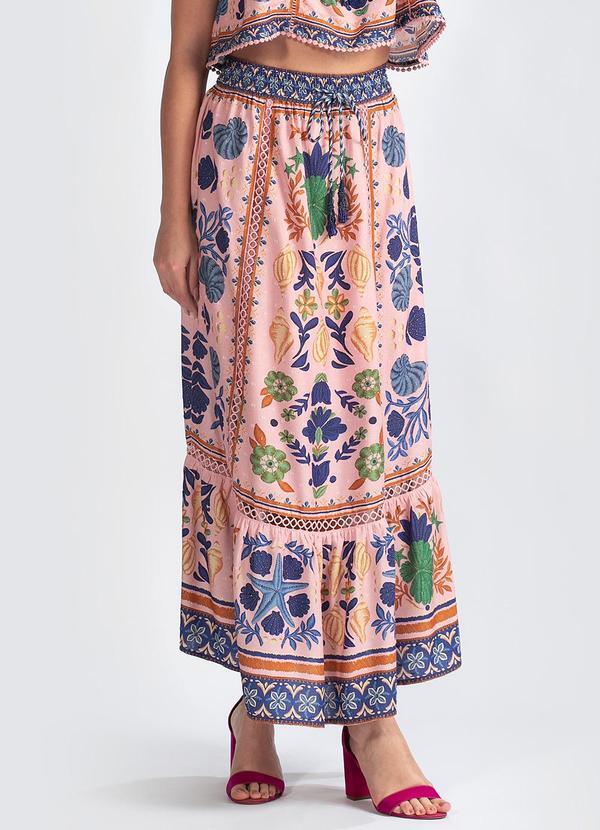 Saia Midi Estampada Maré FARM