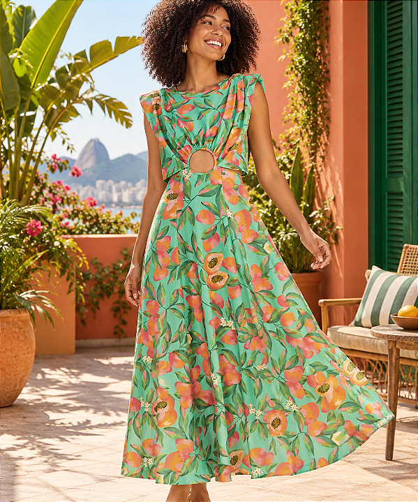 Vestido Midi Patch Papaya FARM