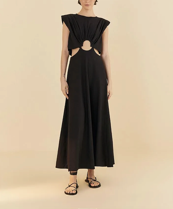 Vestido Cropped Vazado FARM - Preto