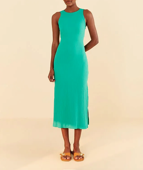 Vestido Decote Costa Rib FARM - Verde