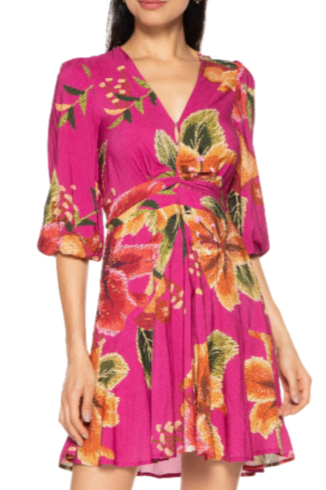 Vestido Curto Bordando Flor FARM