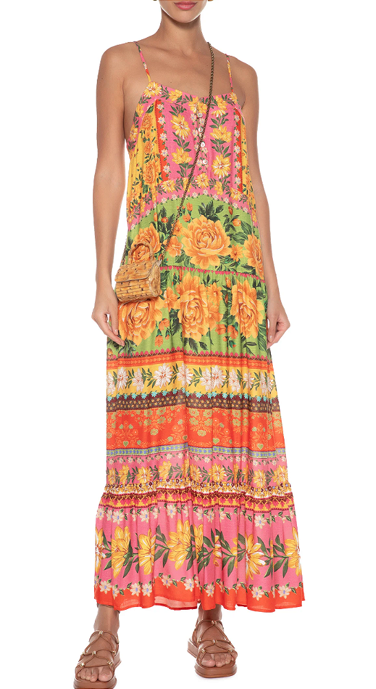 Vestido Longo Estampado Flori FARM