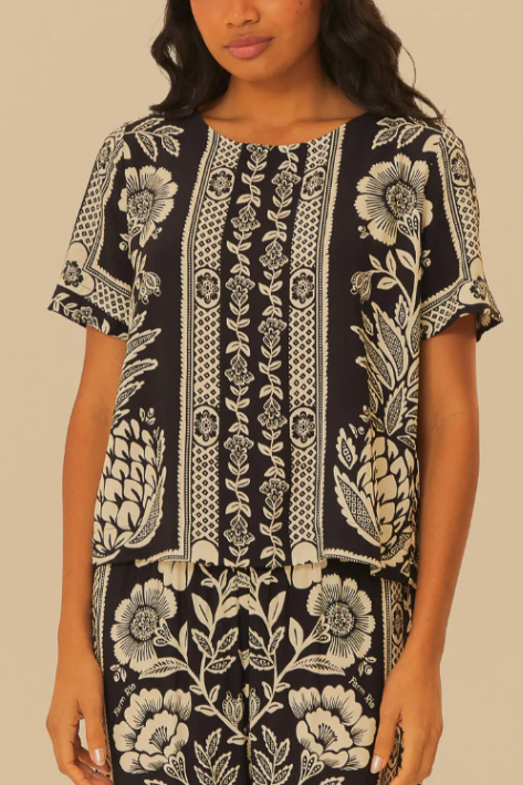Blusa Estampada Jardim Romance FARM