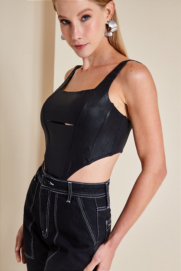 Top Corset Metalizado Abertura no Busto ALL'S