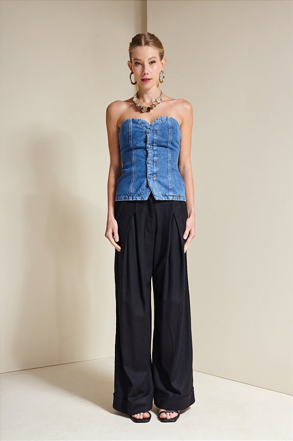 Calça de Viscose com Pregas na Barra - ALL'S