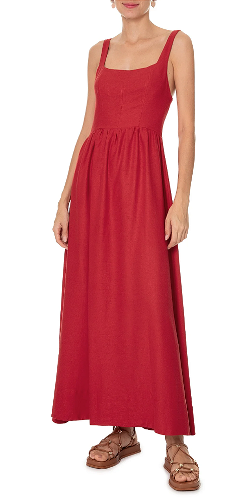 Vestido Cropped Corselet FARM - Vermelho Jambu