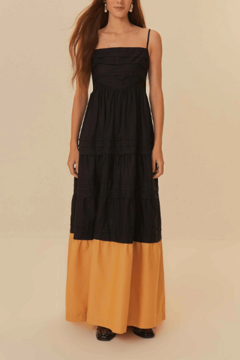 Vestido Longo Pregas FARM