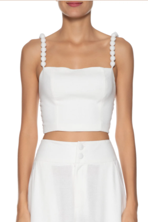Blusa Cropped Detalhe Alças - Off White FARM