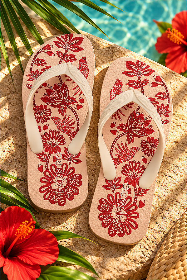 Chinelo Farm Jangada – Estampa Blush Arara Floral Farm