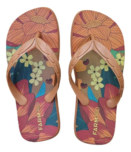 Chinelo Farm Jangada – Estampa Marrom Claro Farm