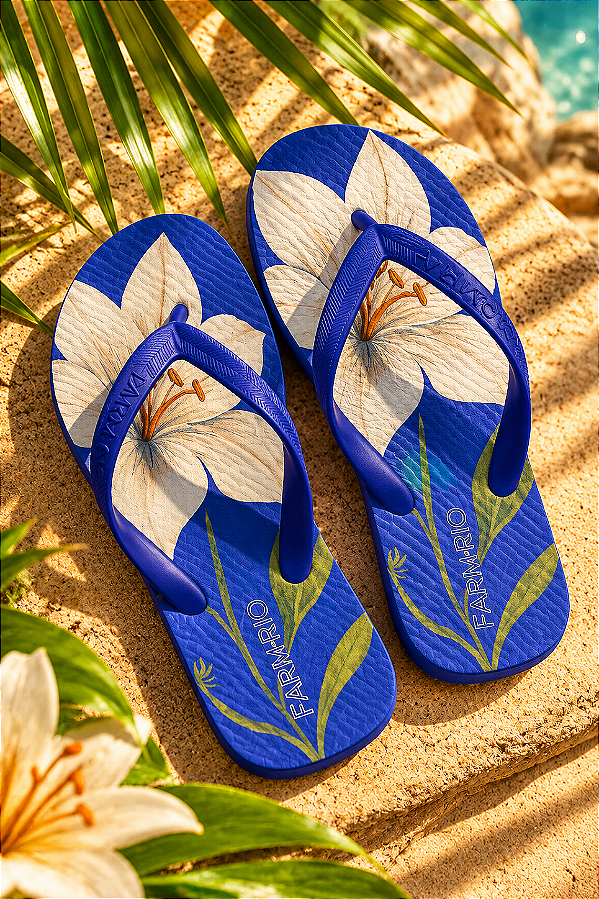 Chinelo Farm Jangada – Estampa Print Azul Klein FARM