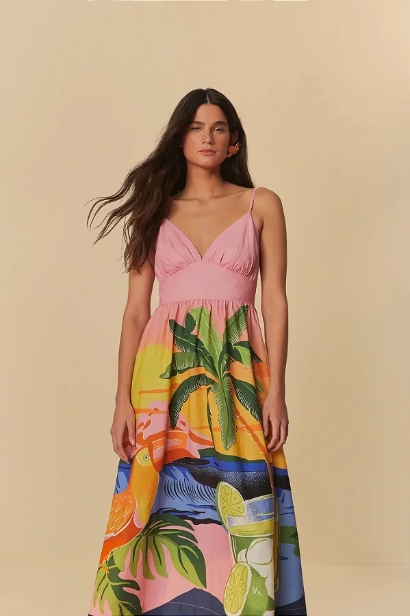 Vestido Cropped Estampado Latina FARM