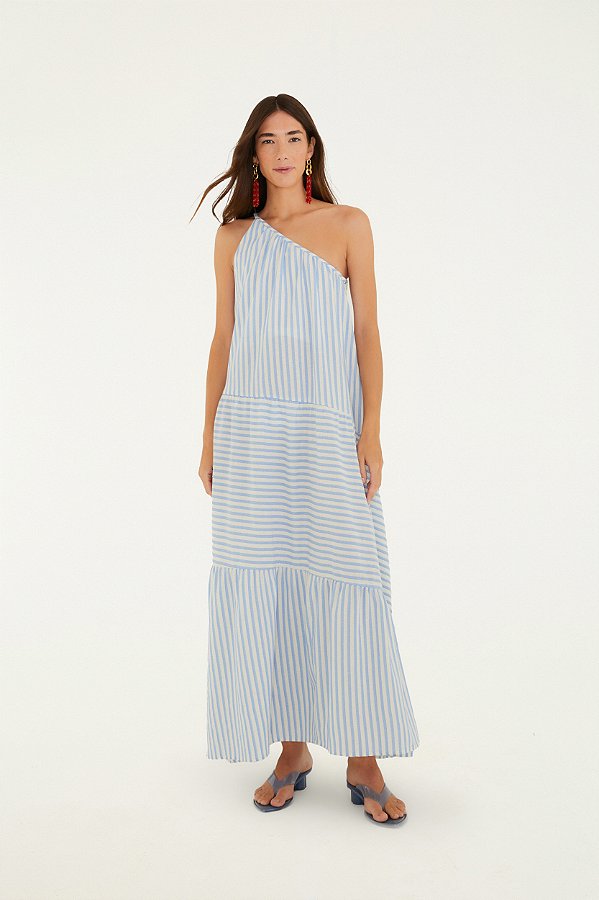 Vestido Listra Burburinho Azul Cumuru - Farm