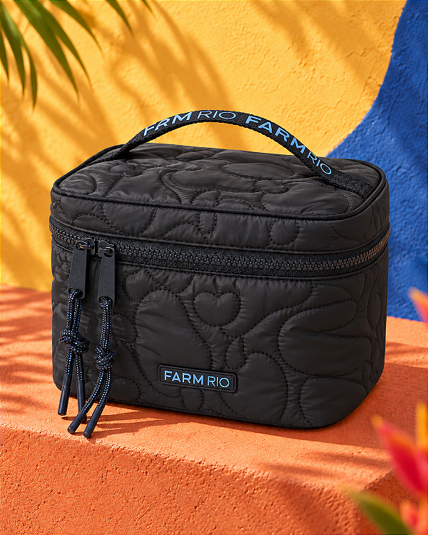 Nécessaire Farm Me Leva Puffer – Preto com Azul Liso