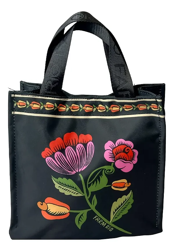 Bolsa Farm Mimo – Estampa Cashews And Birds Preto FARM