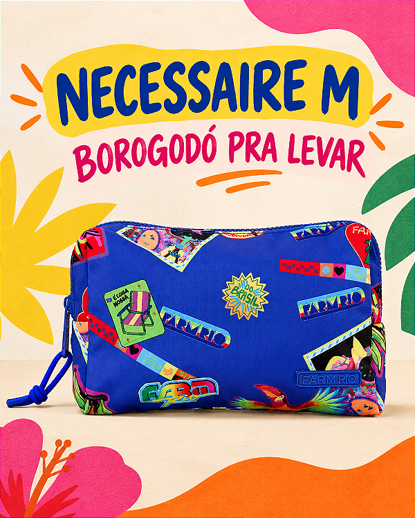 Necessaire Farm Ora Bolas M – Estampa Patch Rio Azul FARM