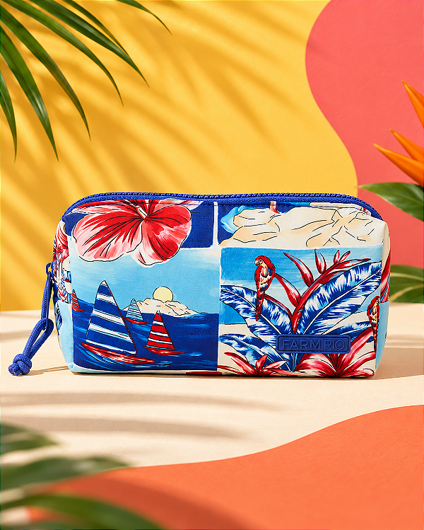 Necessaire Farm Ora Bolas P – Estampa Diário De Verão Navy FARM