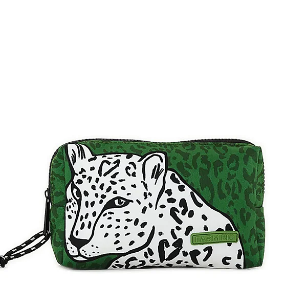 Necessaire Farm Ora Bolas G – Estampa Onça Urbana Verde FARM