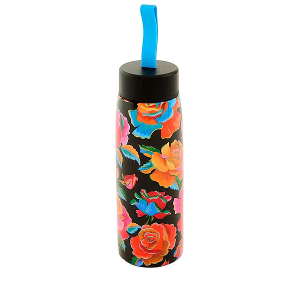 Garrafa Térmica Farm Que Sede 500ml – Estampa Rosas Pintadas Preto