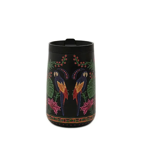 Copo Térmico Farm Que Sede 450ml – Estampa Tapeçaria Tropical Preto Farm