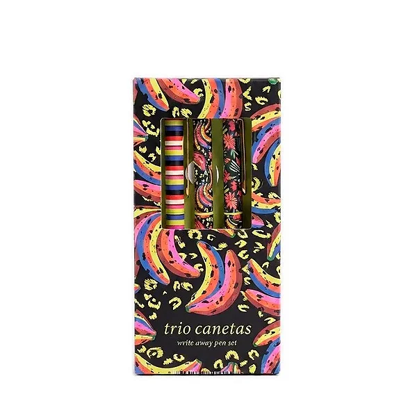 Trio De Canetas Anota Ai Farm – Estampa Bananada Preto