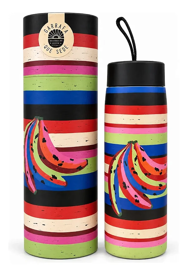 Garrafa Térmica Farm Que Sede 750ml – Estampa Listra Bananada