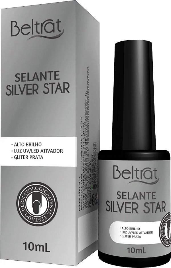 Selante c/ Glitter Prata Silver Star LED/UV - Beltrat - 10ml