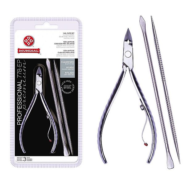 Kit Mundial Alicate Espátula e Palito 778 EP Professional Premiun - Mundial