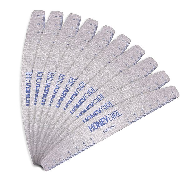 Pacote 50 Lixas Boomerang Azul (100/180) com Régua - Honey Girl