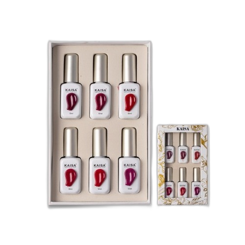 Kit Esmaltes em Gel - Marsala Vermelhos - 6und com 12ml cada - Kaisa