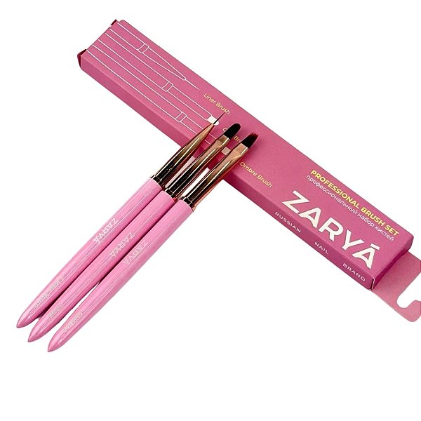 Kit Profissional 3 Pinceis Nail Design - Zaryá